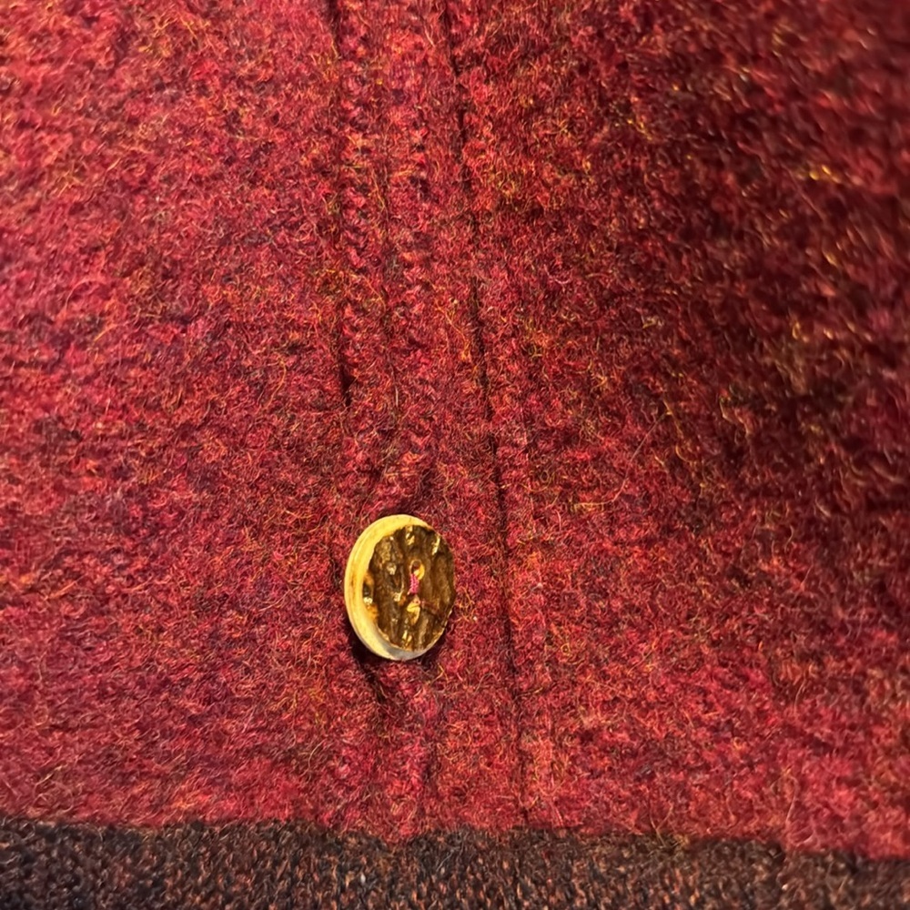 Geiger Austria Boiled Wool Jacket - Vintage Maroon Button-Front Cardigan Coat - Picture 11 of 13